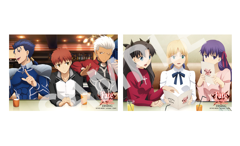 Fate Stay Night カフェwチャンスくじ景品に描き下ろしタペストリーが登場 華やかなヒロイン3人とランサーとアーチャー に挟まれた士郎の二種 なんかこのアーチャー妙に馴れ馴れしいｗ でもにっしょん