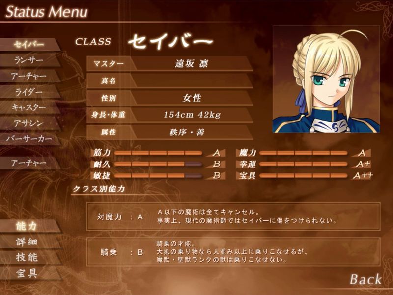 Fate サーヴァントのステータスで Aランク だと強そうに見える項目