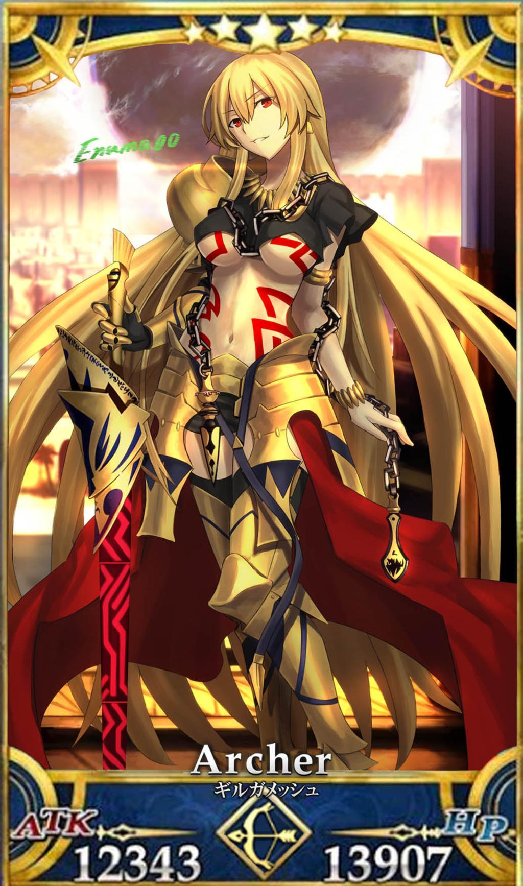 公式企画から生まれた女帝ギルガメッシュを Fate Grand Order のサーヴァント風に描いてみたイラスト でもにっしょん